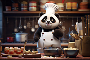 熊猫厨师主厨形象素材