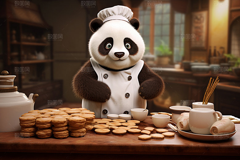 熊猫厨师动物职业素材