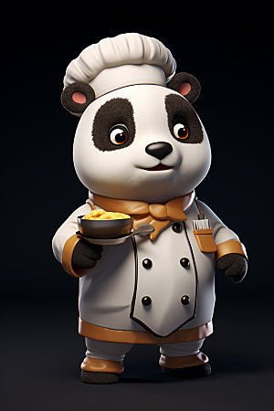 熊猫厨师形象职业素材