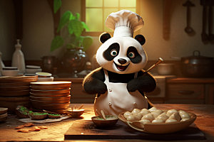 熊猫厨师形象大厨素材