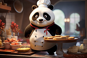 熊猫厨师拟人动物素材