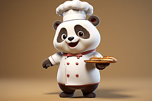 熊猫厨师形象主厨素材