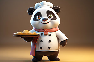 熊猫厨师西餐厨房素材