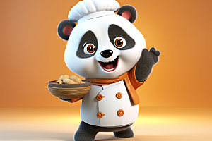 熊猫厨师大厨职业素材