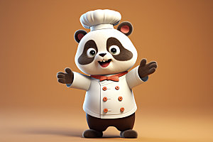熊猫厨师西餐形象素材