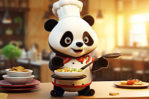 熊猫厨师拟人卡通素材