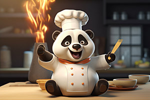 熊猫厨师西餐大厨素材