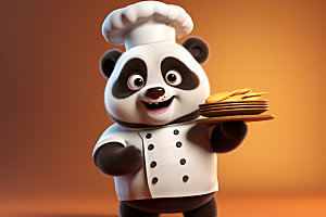 熊猫厨师厨房形象素材