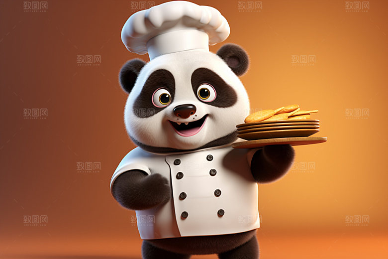 熊猫厨师厨房形象素材