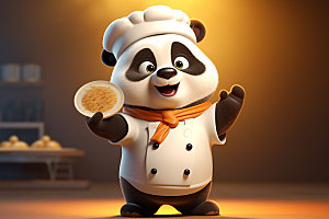 熊猫厨师职业卡通素材