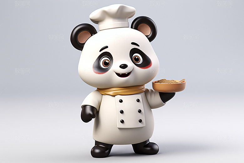 熊猫厨师形象职业素材