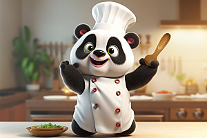 熊猫厨师形象厨房素材