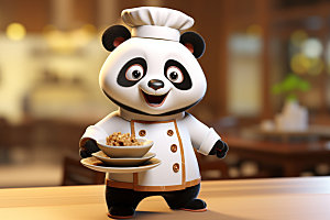 熊猫厨师主厨职业素材