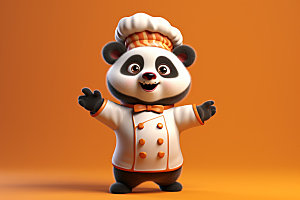 熊猫厨师拟人卡通素材