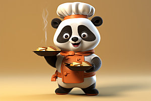 熊猫厨师主厨卡通素材