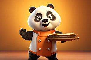 熊猫厨师动物形象素材