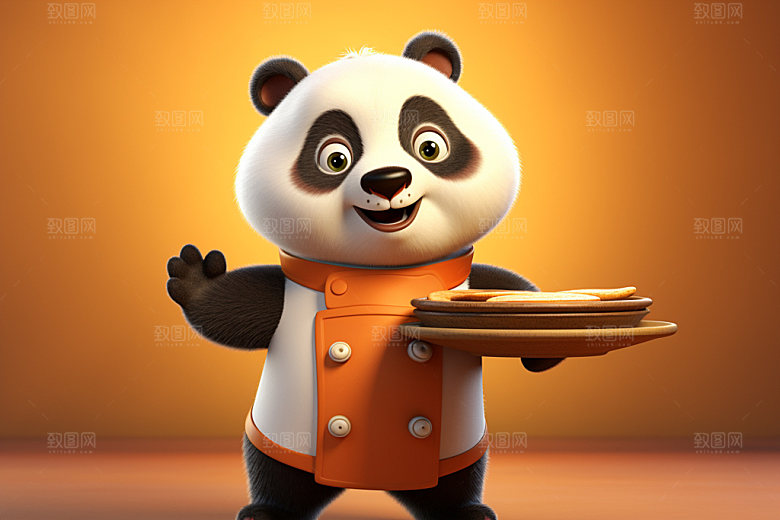熊猫厨师动物形象素材