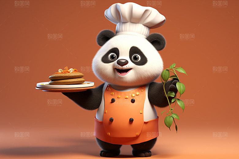 熊猫厨师主厨动物素材