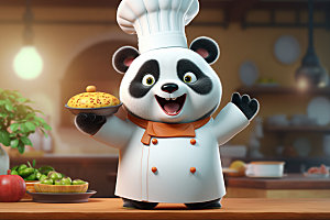 熊猫厨师拟人大厨素材
