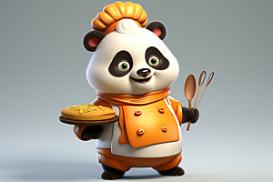 熊猫厨师动画厨房素材