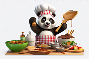 熊猫厨师西餐主厨素材