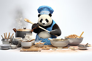 熊猫厨师主厨动画素材