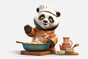 熊猫厨师大厨拟人素材