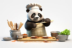 熊猫厨师动物动画素材