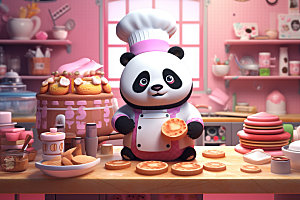 熊猫厨师拟人大厨素材
