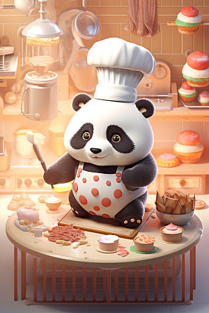 熊猫厨师拟人动画素材