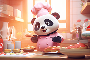 熊猫厨师动物主厨素材