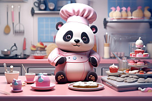 熊猫厨师厨房动物素材