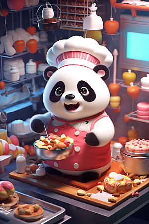 熊猫厨师主厨形象素材