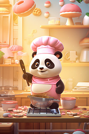 熊猫厨师厨房大厨素材