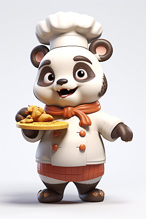 熊猫厨师职业动物素材