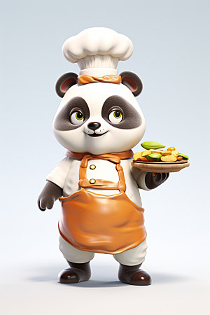 熊猫厨师主厨动物素材