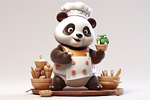 熊猫厨师厨房动画素材