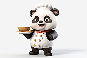 熊猫厨师卡通主厨素材