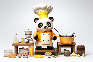 熊猫厨师动物大厨素材