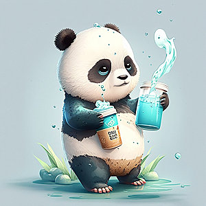 卡通熊猫中国风可爱插画