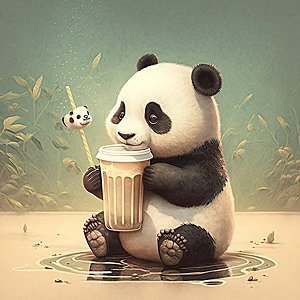 卡通熊猫可爱中国风插画