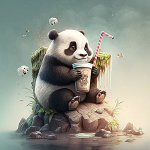 卡通熊猫形象可爱插画
