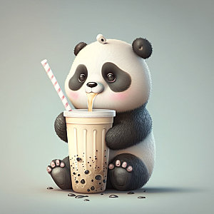 卡通熊猫形象可爱插画