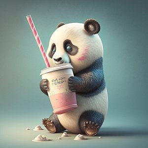 卡通熊猫可爱童趣插画