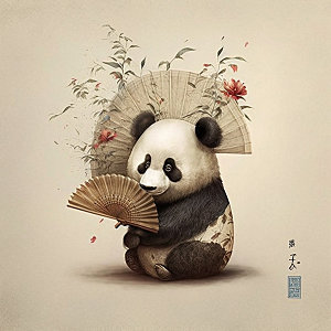 卡通熊猫可爱童趣插画