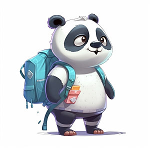 卡通熊猫拟人可爱插画