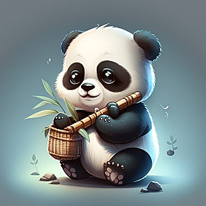 卡通熊猫形象拟人插画