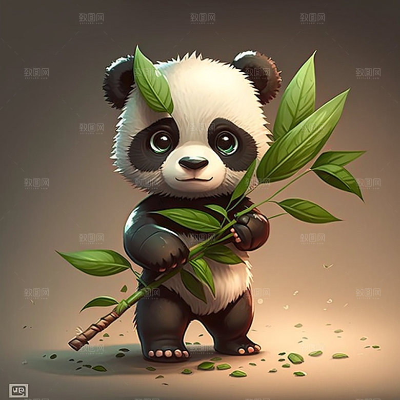 卡通熊猫童趣形象插画