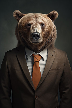 西装棕熊领导成功人士素材