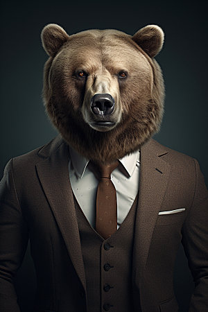 西装棕熊成功人士拟人素材
